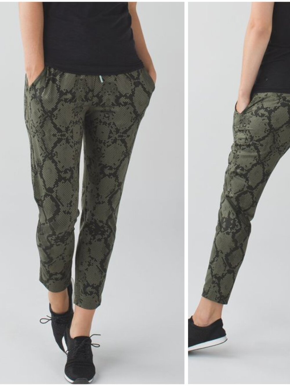 Lululemon Jet Crop Slim Luxtreme in Ziggy Snake Fatigue Green Gator Green Size 8